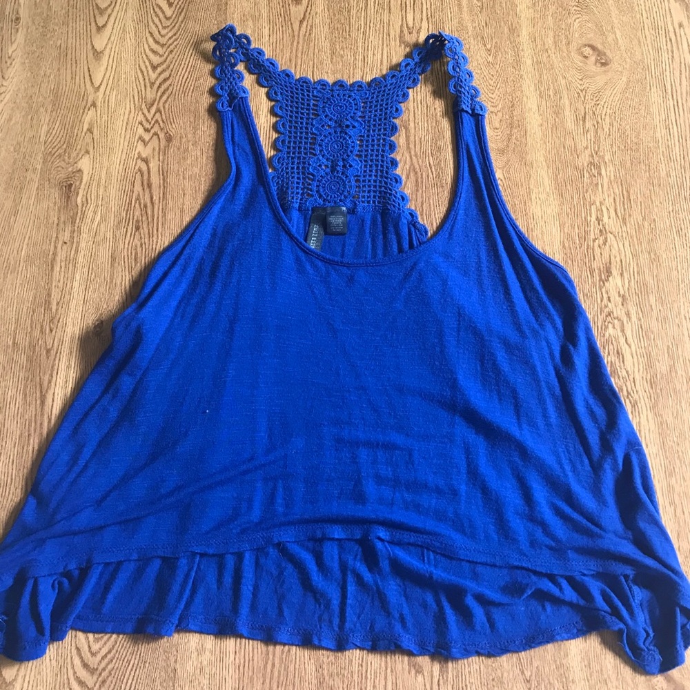 Blue Tank Top - Cropped, High Low